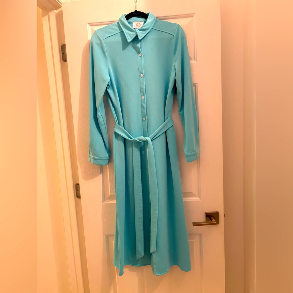 Victoria Dunn Lounge turquoise shirt dress - medium